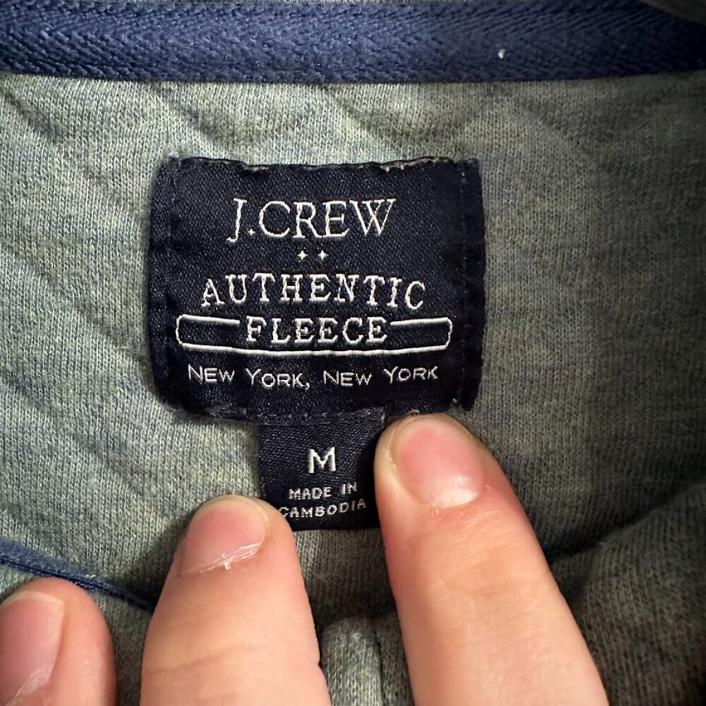 J.Crew Authentic Fleece Quilted Half-Zip Pullover - Size Medium - Picture 3 of 11
